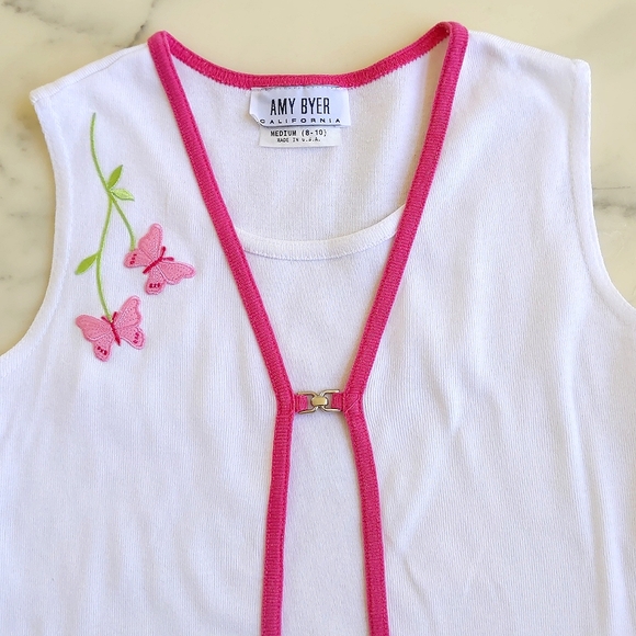 100% Cotton One Piece Sleeveless Top with multi color embroidered Butterflies. - Picture 4 of 5